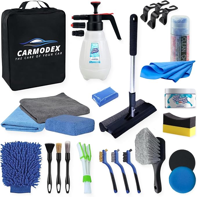 Car Wash Cleaning Kit, Manual Foam Sprayer, Premium Brushes, Professional Interior/Exterior Car Detailing Kit – Car Care Gift Tool Set for Women and Men, Car Cleaning Kit for Vehicles